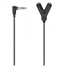 Аудіо-кабель Hama 3.5 мм - 2х3.5 мм (M/F), 0.12 м, Black (00205190)