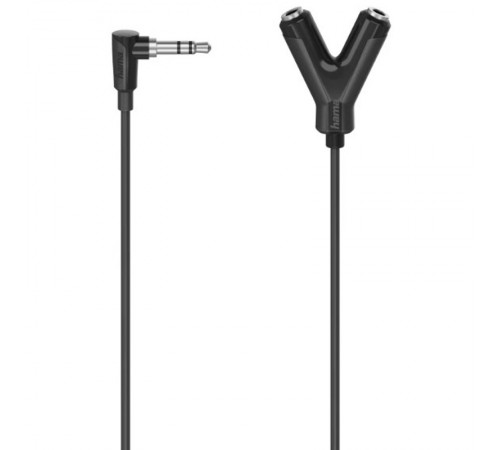 Аудіо-кабель Hama 3.5 мм - 2х3.5 мм (M/F), 0.12 м, Black (00205190)
