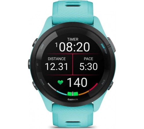 Смарт-годинник Garmin Forerunner 265 Black Bezel with Aqua Case and Aqua/Black Silicone Band (010-02810-12)