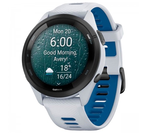 Смарт-годинник Garmin Forerunner 265 Black Bezel with Whitestone Case and Whitestone/Tidal Blue Silicone Band (010-02810-51)