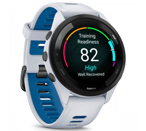 Смарт-годинник Garmin Forerunner 265 Black Bezel with Whitestone Case and Whitestone/Tidal Blue Silicone Band (010-02810-51)