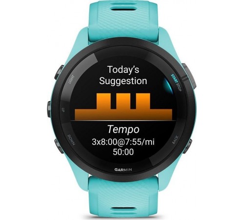 Смарт-годинник Garmin Forerunner 265 Black Bezel with Aqua Case and Aqua/Black Silicone Band (010-02810-52)