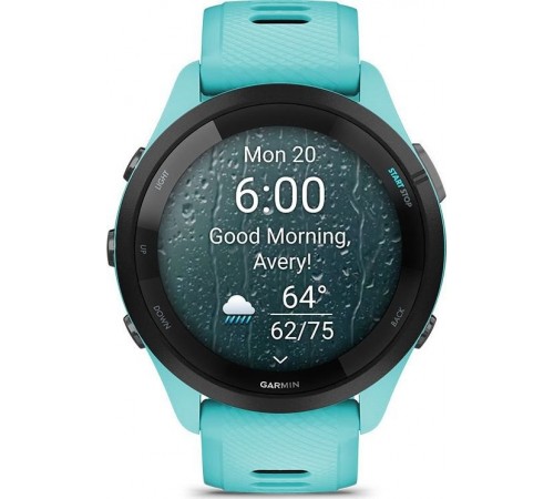 Смарт-годинник Garmin Forerunner 265 Black Bezel with Aqua Case and Aqua/Black Silicone Band (010-02810-52)