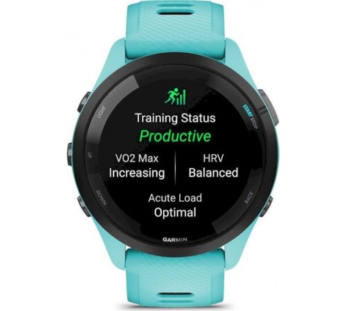 Смарт-годинник Garmin Forerunner 265 Black Bezel with Aqua Case and Aqua/Black Silicone Band (010-02810-52)