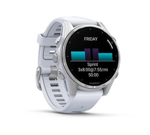 Смарт-годинник Garmin Fenix 8 43mm AMOLED Silver with Whitestone Silicone (010-02903-00)