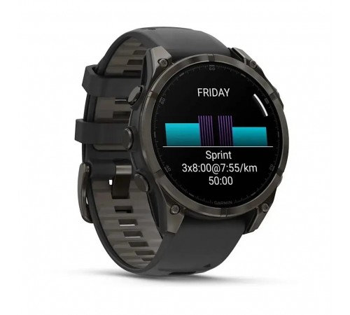 Смарт-годинник Garmin Fenix 8 43mm AMOLED Sapphire Carbon Gray DLC Titanium with Black Silicone (010-02903-28)