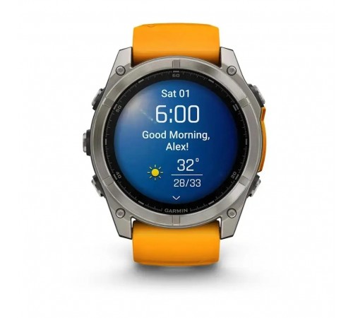 Смарт-годинник Garmin Fenix 8 47mm AMOLED Sapphire Graphite DLC Titanium with Spark Orange Silicone (010-02904-19)