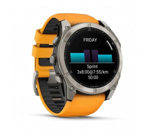 Смарт-годинник Garmin Fenix 8 47mm AMOLED Sapphire Graphite DLC Titanium with Spark Orange Silicone (010-02904-19)