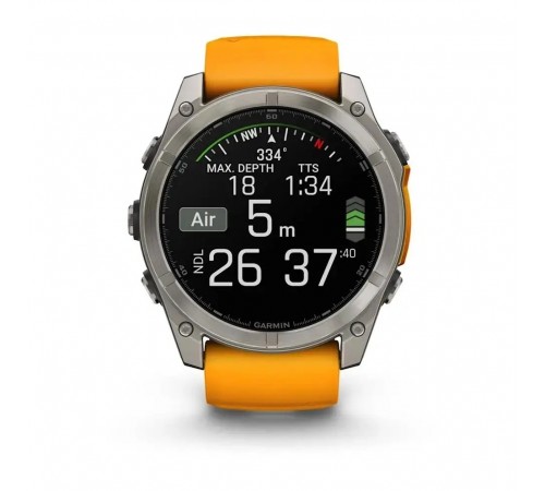 Смарт-годинник Garmin Fenix 8 47mm AMOLED Sapphire Graphite DLC Titanium with Spark Orange Silicone (010-02904-19)