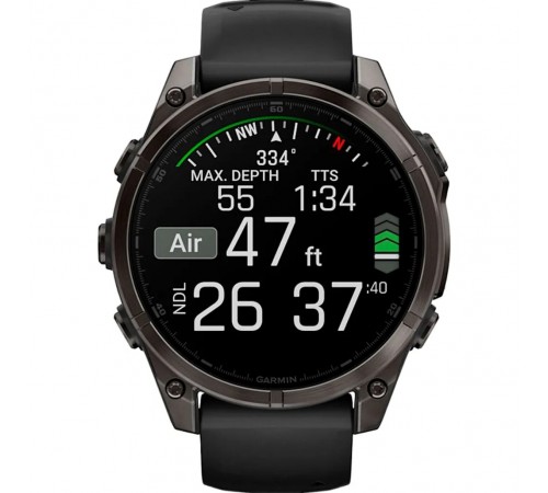 Смарт-годинник Garmin Fenix 8 47mm AMOLED Sapphire Carbon Gray DLC Titanium with Black Silicone (010-02904-29)
