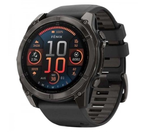 Смарт-годинник Garmin Fenix 8 51mm AMOLED Sapphire Carbon Gray DLC Titanium with Black Silicone (010-02905-63)