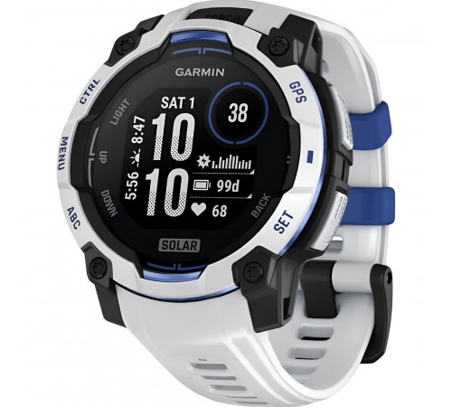 Смарт-годинник Garmin Instinct 3 45mm Solar Whitestone with Whitestone/Bolt Blue Silicone Band (010-02934-03)