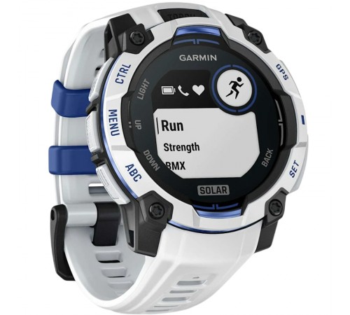 Смарт-годинник Garmin Instinct 3 45mm Solar Whitestone with Whitestone/Bolt Blue Silicone (010-02934-43)