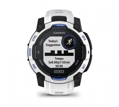 Смарт-годинник Garmin Instinct 3 45mm Solar Whitestone with Whitestone/Bolt Blue Silicone (010-02934-43)