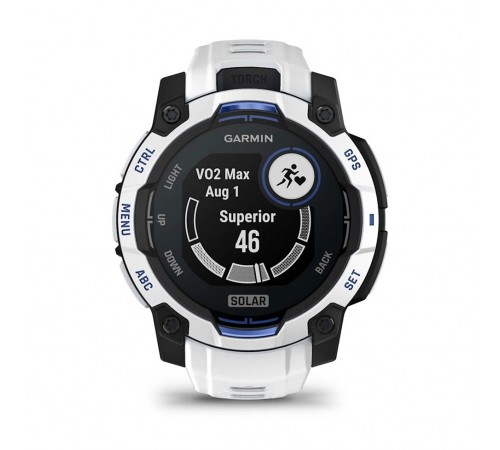 Смарт-годинник Garmin Instinct 3 45mm Solar Whitestone with Whitestone/Bolt Blue Silicone (010-02934-43)