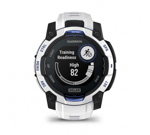 Смарт-годинник Garmin Instinct 3 45mm Solar Whitestone with Whitestone/Bolt Blue Silicone (010-02934-43)