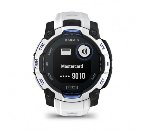Смарт-годинник Garmin Instinct 3 45mm Solar Whitestone with Whitestone/Bolt Blue Silicone (010-02934-43)