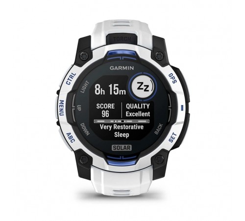Смарт-годинник Garmin Instinct 3 45mm Solar Whitestone with Whitestone/Bolt Blue Silicone (010-02934-43)