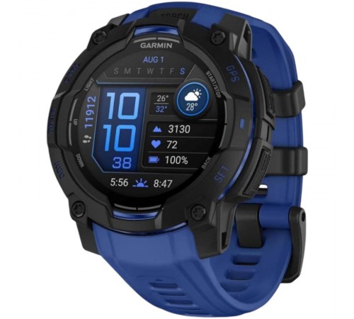 Смарт-годинник Garmin Instinct 3 45mm AMOLED Black with Bolt Blue/Black Silicone Band (010-02936-03)