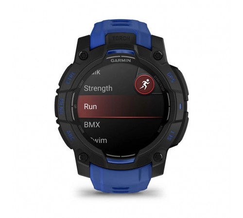 Смарт-годинник Garmin Instinct 3 45mm AMOLED Black with Bolt Blue/Black Silicone (010-02936-43)