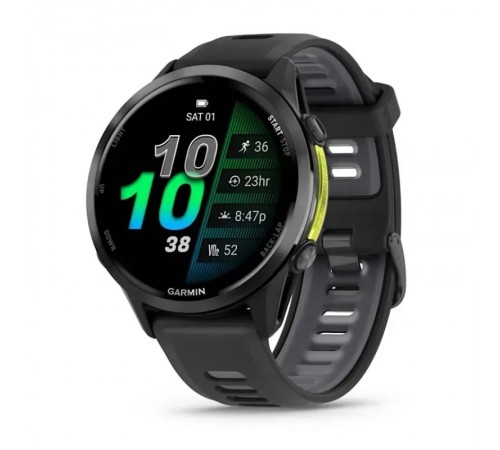 Смарт-годинник Garmin Forerunner 970 Black Carbon Gray DLC Titanium with Black/Translucent Whitestone Silicone with Slate Buckle (010-02969-60)