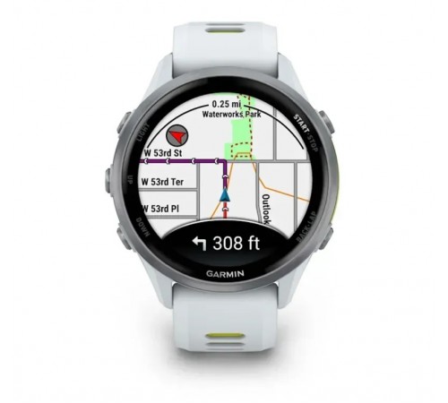 Смарт-годинник Garmin Forerunner 970 Whitestone Titanium with Whitestone/Translucent Amp Yellow Silicone with Silver Buckle (010-02969-61)