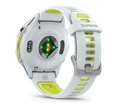 Смарт-годинник Garmin Forerunner 970 Whitestone Titanium with Whitestone/Translucent Amp Yellow Silicone with Silver Buckle (010-02969-61)