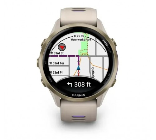 Смарт-годинник Garmin Forerunner 970 French Gray Soft Gold Titanium with French Gray/Translucent Indigo Silicone with Soft Gold Buckle (010-02969-62)