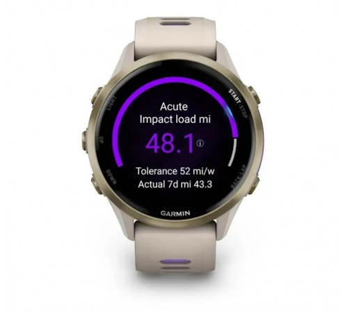 Смарт-годинник Garmin Forerunner 970 French Gray Soft Gold Titanium with French Gray/Translucent Indigo Silicone with Soft Gold Buckle (010-02969-62)