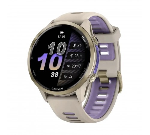 Смарт-годинник Garmin Forerunner 970 French Gray Soft Gold Titanium with French Gray/Translucent Indigo Silicone with Soft Gold Buckle (010-02969-62)