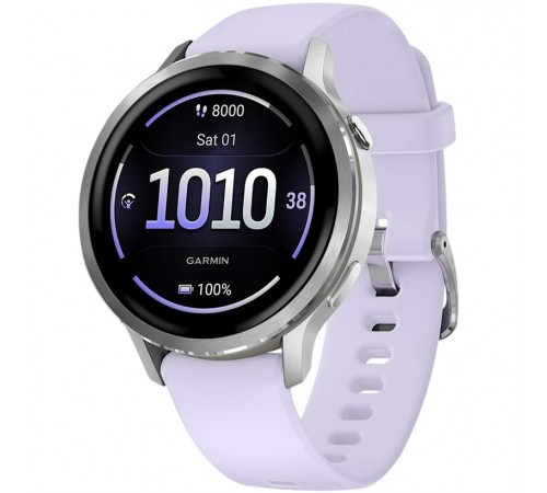 Смарт-годинник Garmin Venu 4 41mm Silver Bezel with Periwinkle Silicone Band (010-03013-01)