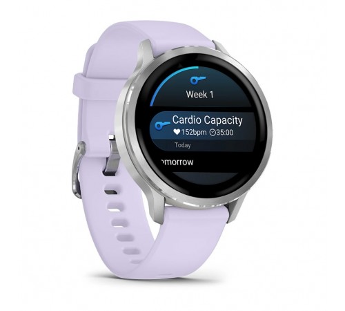 Смарт-годинник Garmin Venu 4 41mm Silver Bezel with Periwinkle Silicone Band (010-03013-01)