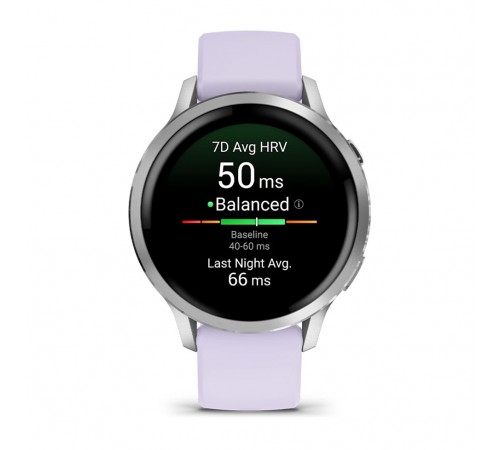 Смарт-годинник Garmin Venu 4 41mm Silver Bezel with Periwinkle Silicone Band (010-03013-01)