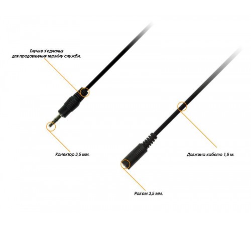Кабель Piko 3.5 мм - 3.5 мм (M/F), 3 м, Black (1283126473920)