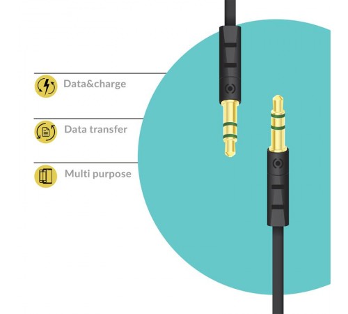 Аудіо-кабель Piko CB-AB11 3.5 мм - 3.5 мм (M/M), 1 м, Black (1283126489150)