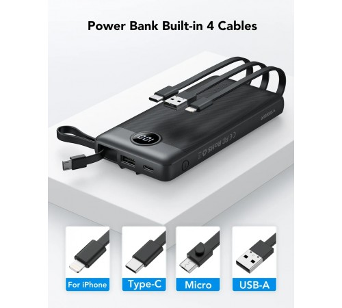 Універсальна мобільна батарея Veger C10 10000mAh, Black (1283126526848)
