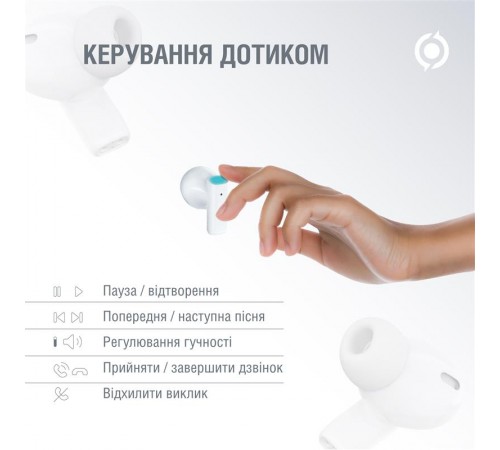 Bluetooth-гарнiтура Piko TWS-HalfMoon White (1283126583391)