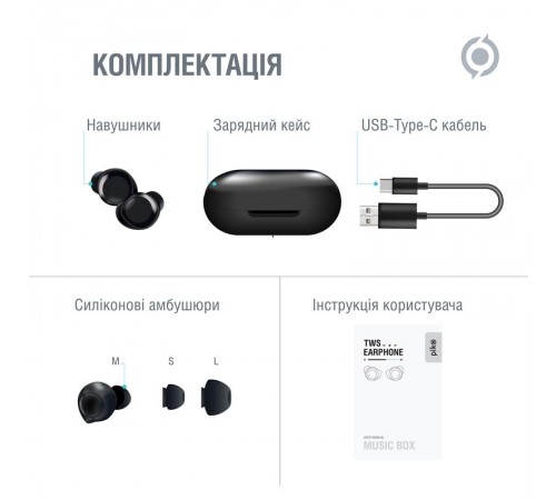 Bluetooth-гарнiтура Piko TWS-MusicBox Black (1283126583414)