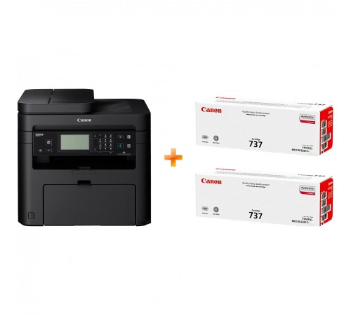 Багатофункційний пристрій А4 ч/б Canon i-SENSYS MF237w з Wi-Fi (1418C170AA) + 2 картриджа Canon 737