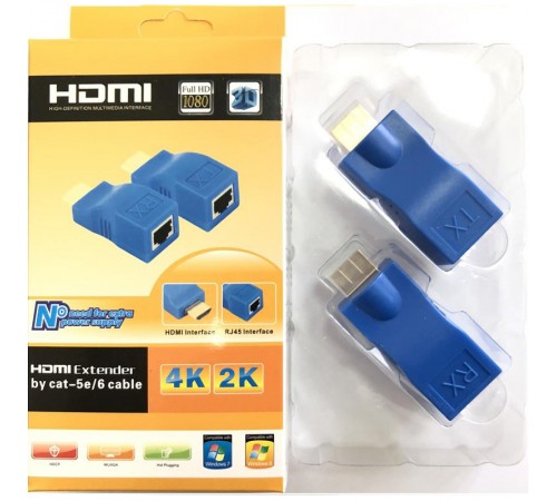 Подовжувач Atcom HDMI - RJ-45 (M/F), до 30 м, Blue (14369) Подовжувач Atcom HDMI - RJ-45 (M/F), до 30 м, Blue (14369)