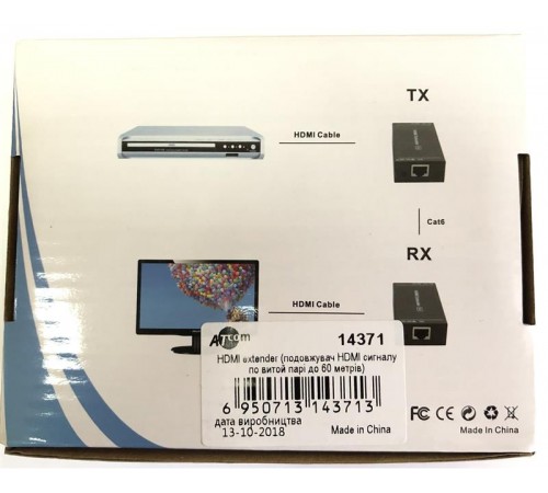 Подовжувач Atcom HDMI - RJ-45 (F/F), до 60 м, Black (14371) Подовжувач Atcom HDMI - RJ-45 (F/F), до 60 м, Black (14371)