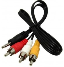 Кабель Atcom 3хRCA - 3.5 мм (M/M), 1.8 м, Black (17320) пакет
