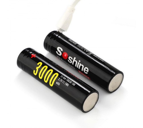 Акумулятор Soshine 18650 Li-Ion microUSB 3000mAh 1шт