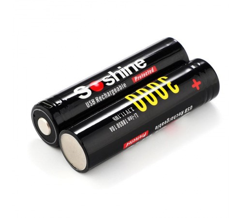 Акумулятор Soshine 18650 Li-Ion microUSB 3000mAh 1шт