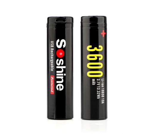Акумулятор Soshine 18650 Li-Ion microUSB 3600mAh 1шт Акумулятор Soshine 18650 Li-Ion microUSB 3600mAh 1шт