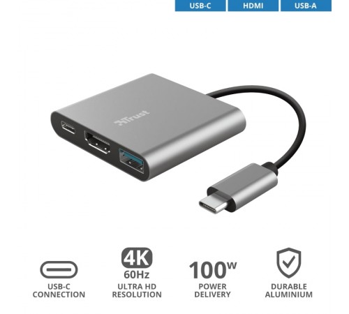 USB-хаб Trust Dalyx Aluminium USB Type-C 3-в-1 (23772)