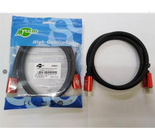Кабель Atcom HDMI - HDMI V 2.0 (M/M), 4K, 2 м, чорний/червоний (24942) пакет Кабель Atcom HDMI - HDMI V 2.0 (M/M), 4K, 2 м, чорний/червоний (24942) пакет