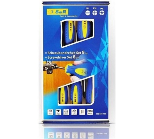 Набір викруток S&R SL-PH-PZ S2 8шт (250681108) Набір викруток S&R SL-PH-PZ S2 8шт (250681108)