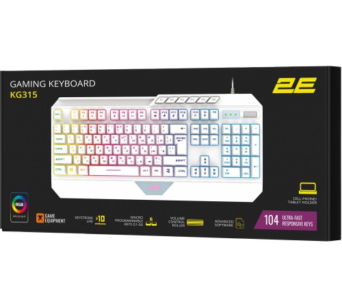 Клавіатура 2E Gaming KG315 RGB USB White Ukr (2E-KG315UWT)