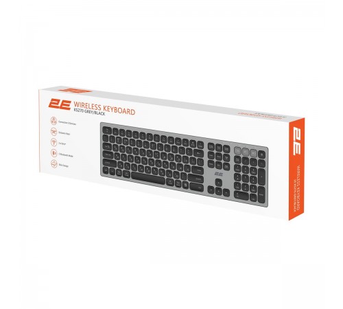 Клавіатура бездротова 2E KS270 WL/BT EN/UKR Grey/Black (2E-KS270WBGR_UA)